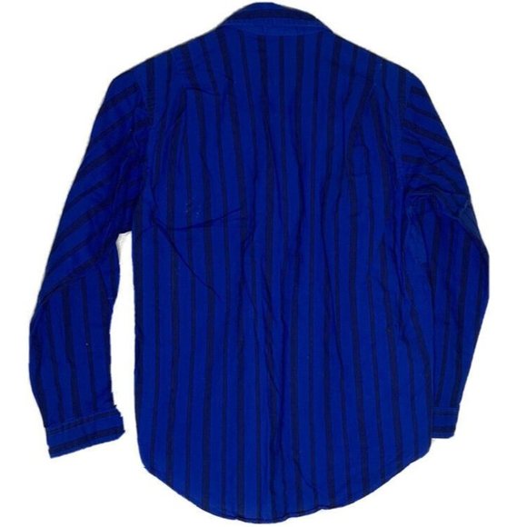 Boy's Medium 12/14 Retro Long Sleeve Blue Button Down Shirt Tomorrow Generation - Picture 2 of 15